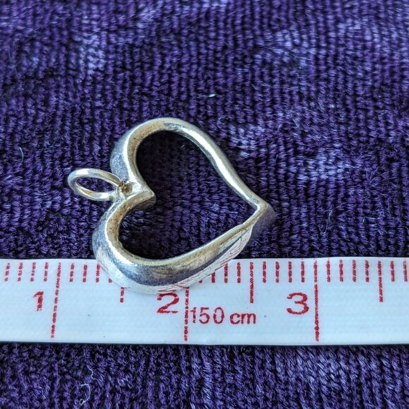 Silver Asymmetric Open Heart Minimalist Pendant - Picture 5 of 7